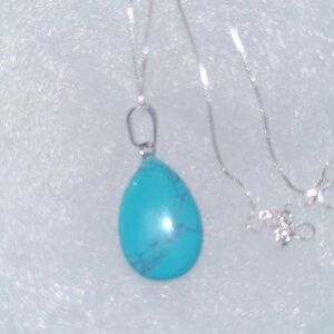Boho Natural Turquoise Sterling Silver 16” Necklace